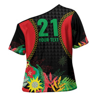 Custom Caribbean Cricket St Kitts and Nevis Cross Shoulder Shirt Two Islands One Fire Patriots Crown 2025 - Black - Wonder Print Shop