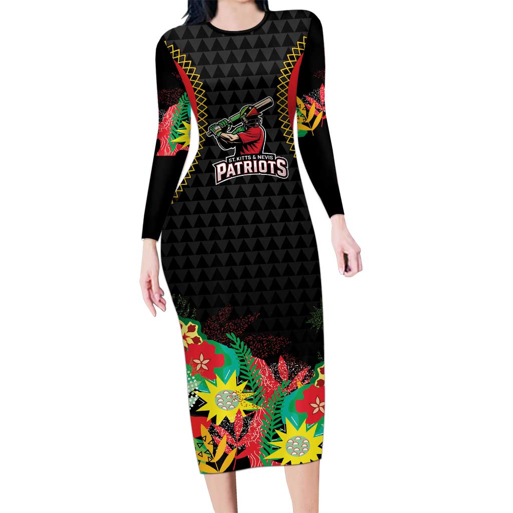 Custom Caribbean Cricket St Kitts and Nevis Family Matching Long Sleeve Bodycon Dress and Hawaiian Shirt Two Islands One Fire Patriots Crown 2025 - Black - Wonder Print Shop