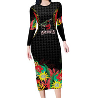 Custom Caribbean Cricket St Kitts and Nevis Family Matching Long Sleeve Bodycon Dress and Hawaiian Shirt Two Islands One Fire Patriots Crown 2025 - Black - Wonder Print Shop