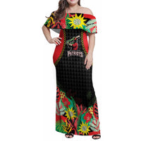 Custom Caribbean Cricket St Kitts and Nevis Family Matching Off Shoulder Maxi Dress and Hawaiian Shirt Two Islands One Fire Patriots Crown 2025 - Black - Wonder Print Shop
