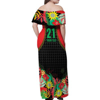 Custom Caribbean Cricket St Kitts and Nevis Family Matching Off Shoulder Maxi Dress and Hawaiian Shirt Two Islands One Fire Patriots Crown 2025 - Black - Wonder Print Shop