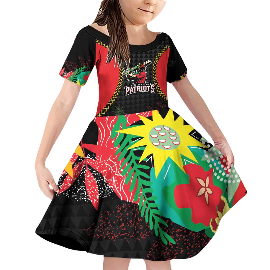 Custom Caribbean Cricket St Kitts and Nevis Family Matching Off Shoulder Short Dress and Hawaiian Shirt Two Islands One Fire Patriots Crown 2025 - Black - Wonder Print Shop