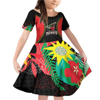 Custom Caribbean Cricket St Kitts and Nevis Family Matching Off Shoulder Short Dress and Hawaiian Shirt Two Islands One Fire Patriots Crown 2025 - Black - Wonder Print Shop