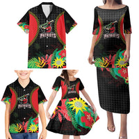 Custom Caribbean Cricket St Kitts and Nevis Family Matching Puletasi and Hawaiian Shirt Two Islands One Fire Patriots Crown 2025 - Black - Wonder Print Shop