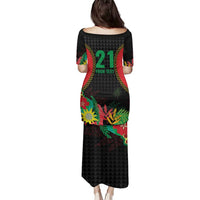 Custom Caribbean Cricket St Kitts and Nevis Family Matching Puletasi and Hawaiian Shirt Two Islands One Fire Patriots Crown 2025 - Black - Wonder Print Shop