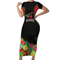 Custom Caribbean Cricket St Kitts and Nevis Family Matching Short Sleeve Bodycon Dress and Hawaiian Shirt Two Islands One Fire Patriots Crown 2025 - Black - Wonder Print Shop