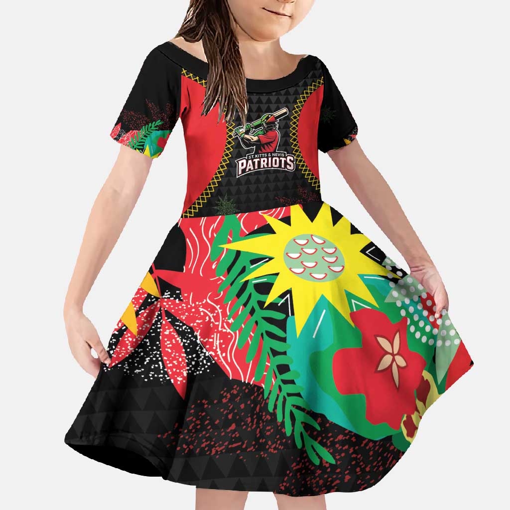 Custom Caribbean Cricket St Kitts and Nevis Family Matching Summer Maxi Dress and Hawaiian Shirt Two Islands One Fire Patriots Crown 2025 - Black - Wonder Print Shop