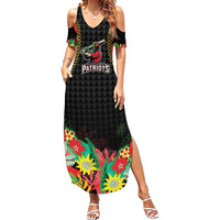 Custom Caribbean Cricket St Kitts and Nevis Family Matching Summer Maxi Dress and Hawaiian Shirt Two Islands One Fire Patriots Crown 2025 - Black - Wonder Print Shop