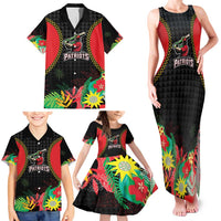 Custom Caribbean Cricket St Kitts and Nevis Family Matching Tank Maxi Dress and Hawaiian Shirt Two Islands One Fire Patriots Crown 2025 - Black - Wonder Print Shop