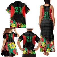 Custom Caribbean Cricket St Kitts and Nevis Family Matching Tank Maxi Dress and Hawaiian Shirt Two Islands One Fire Patriots Crown 2025 - Black - Wonder Print Shop