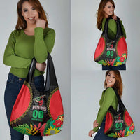 Custom Caribbean Cricket St Kitts and Nevis Grocery Bag Two Islands One Fire Patriots Crown 2025 - Black - Wonder Print Shop