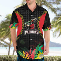 Custom Caribbean Cricket St Kitts and Nevis Hawaiian Shirt Two Islands One Fire Patriots Crown 2025 - Black - Wonder Print Shop