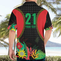 Custom Caribbean Cricket St Kitts and Nevis Hawaiian Shirt Two Islands One Fire Patriots Crown 2025 - Black - Wonder Print Shop