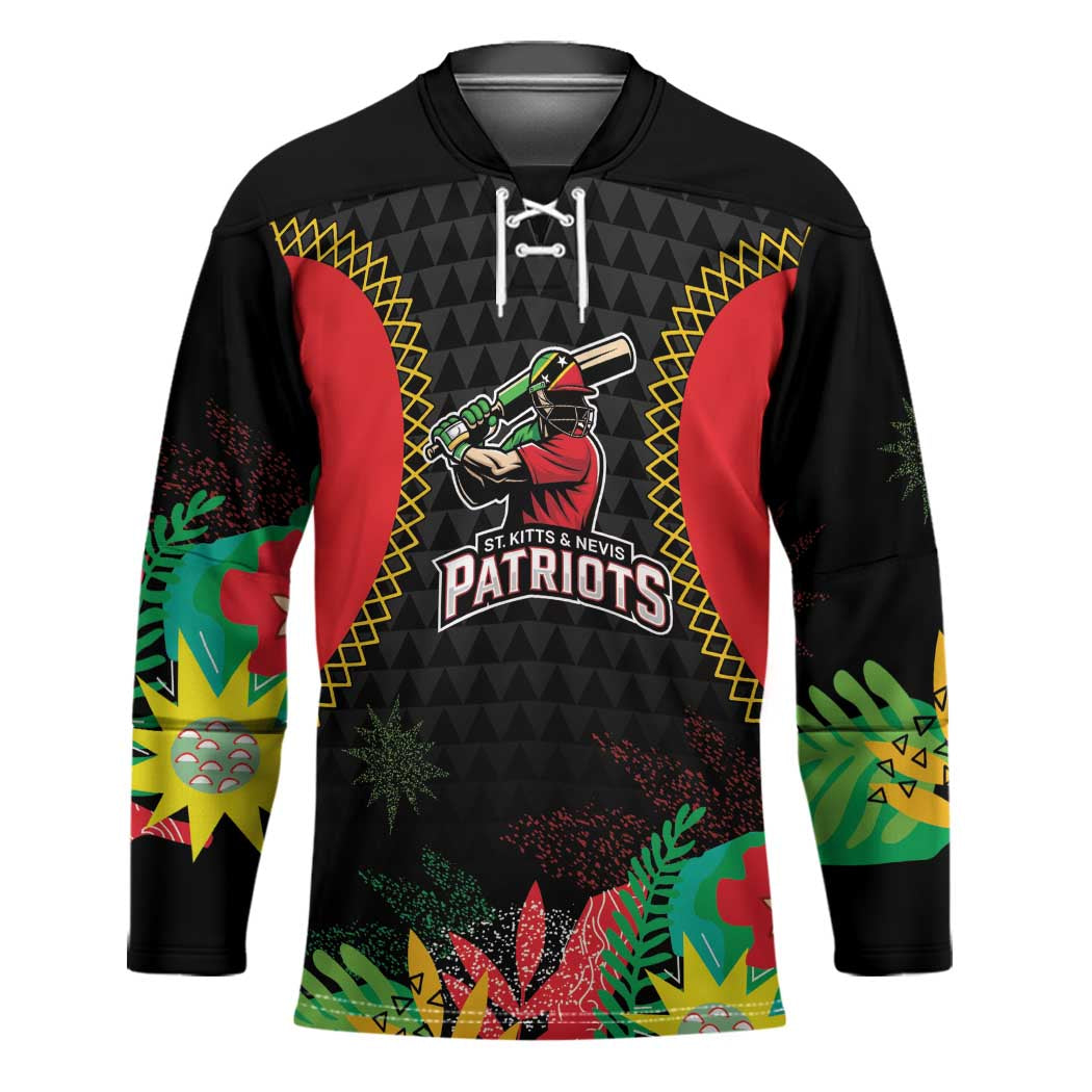 Custom Caribbean Cricket St Kitts and Nevis Hockey Jersey Two Islands One Fire Patriots Crown 2025 - Black - Wonder Print Shop