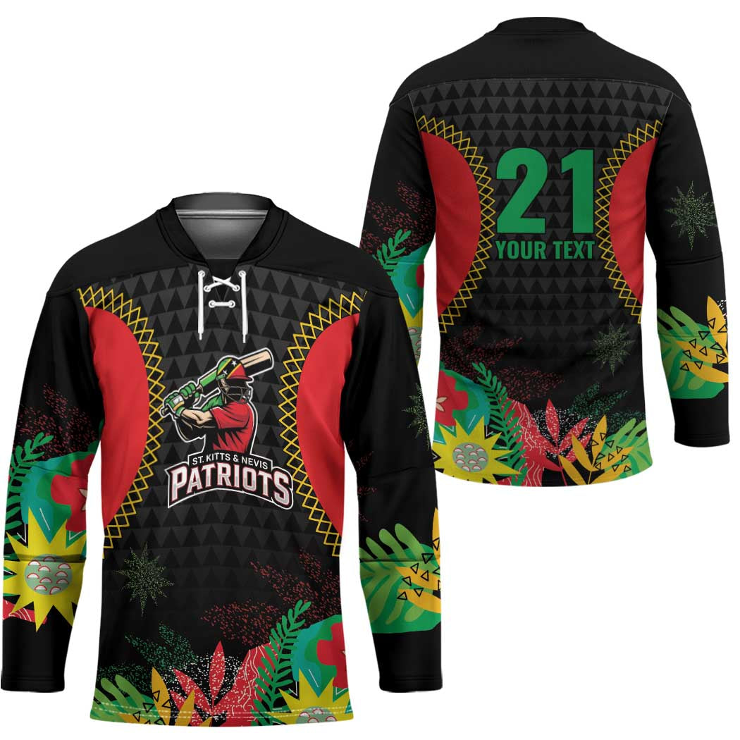 Custom Caribbean Cricket St Kitts and Nevis Hockey Jersey Two Islands One Fire Patriots Crown 2025 - Black - Wonder Print Shop