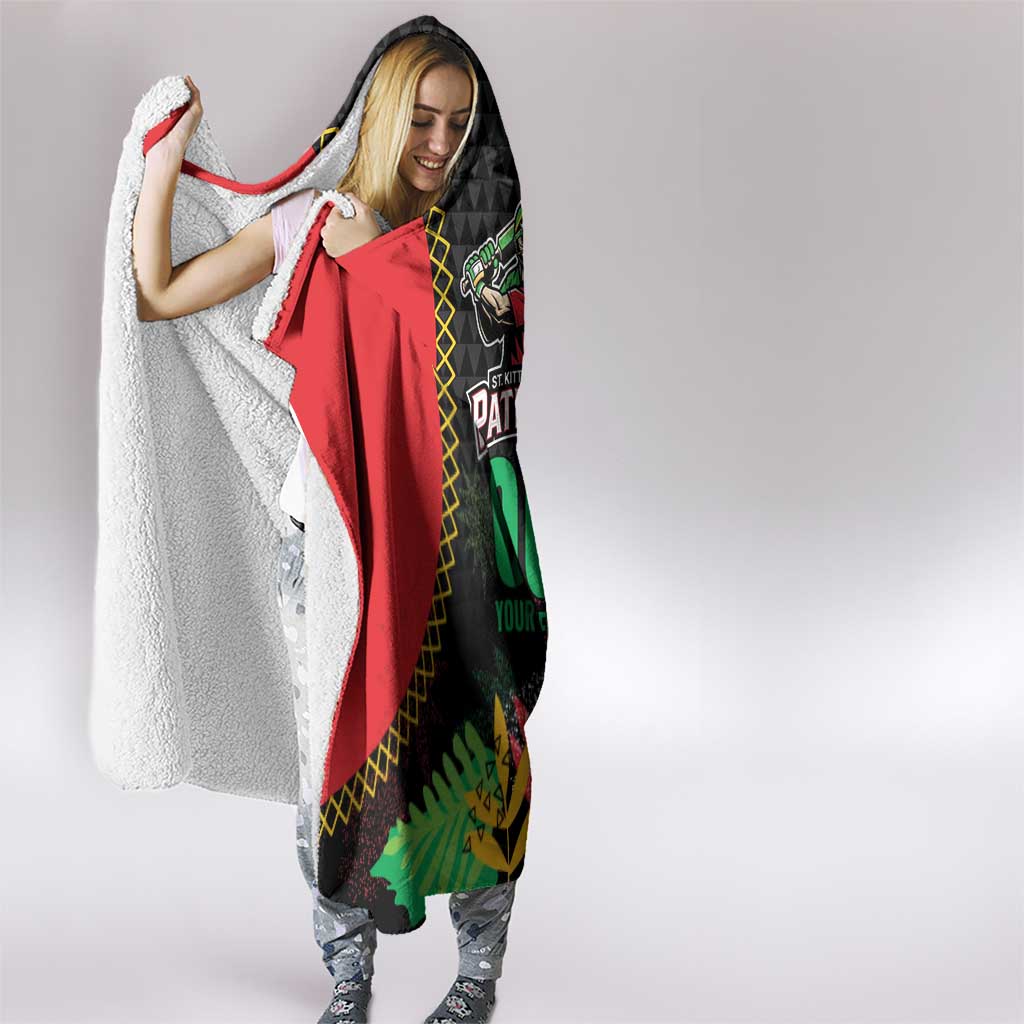 Custom Caribbean Cricket St Kitts and Nevis Hooded Blanket Two Islands One Fire Patriots Crown 2025 - Black - Wonder Print Shop