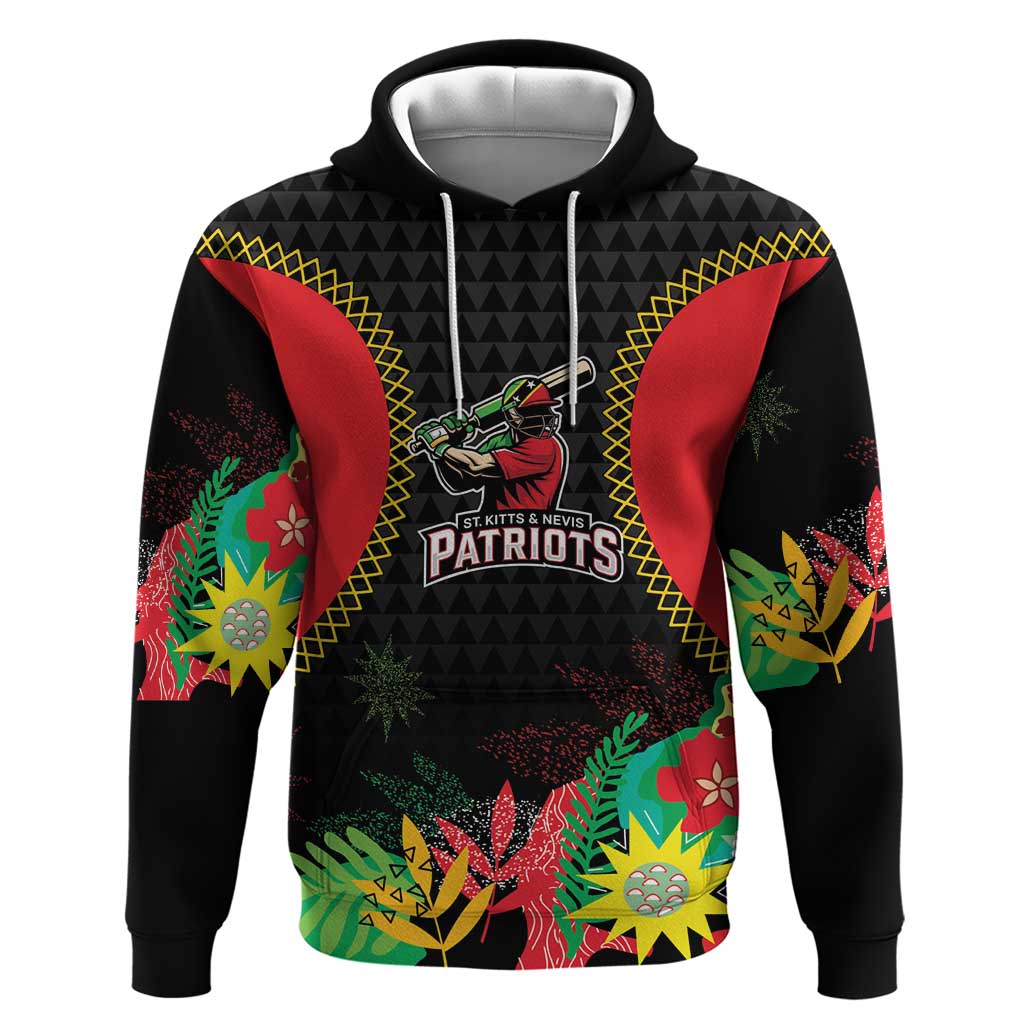 Custom Caribbean Cricket St Kitts and Nevis Hoodie Two Islands One Fire Patriots Crown 2025 - Black - Wonder Print Shop