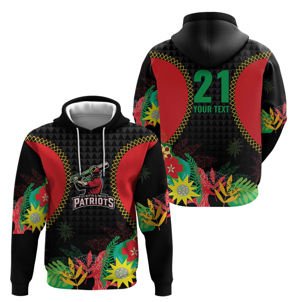 Custom Caribbean Cricket St Kitts and Nevis Hoodie Two Islands One Fire Patriots Crown 2025 - Black - Wonder Print Shop