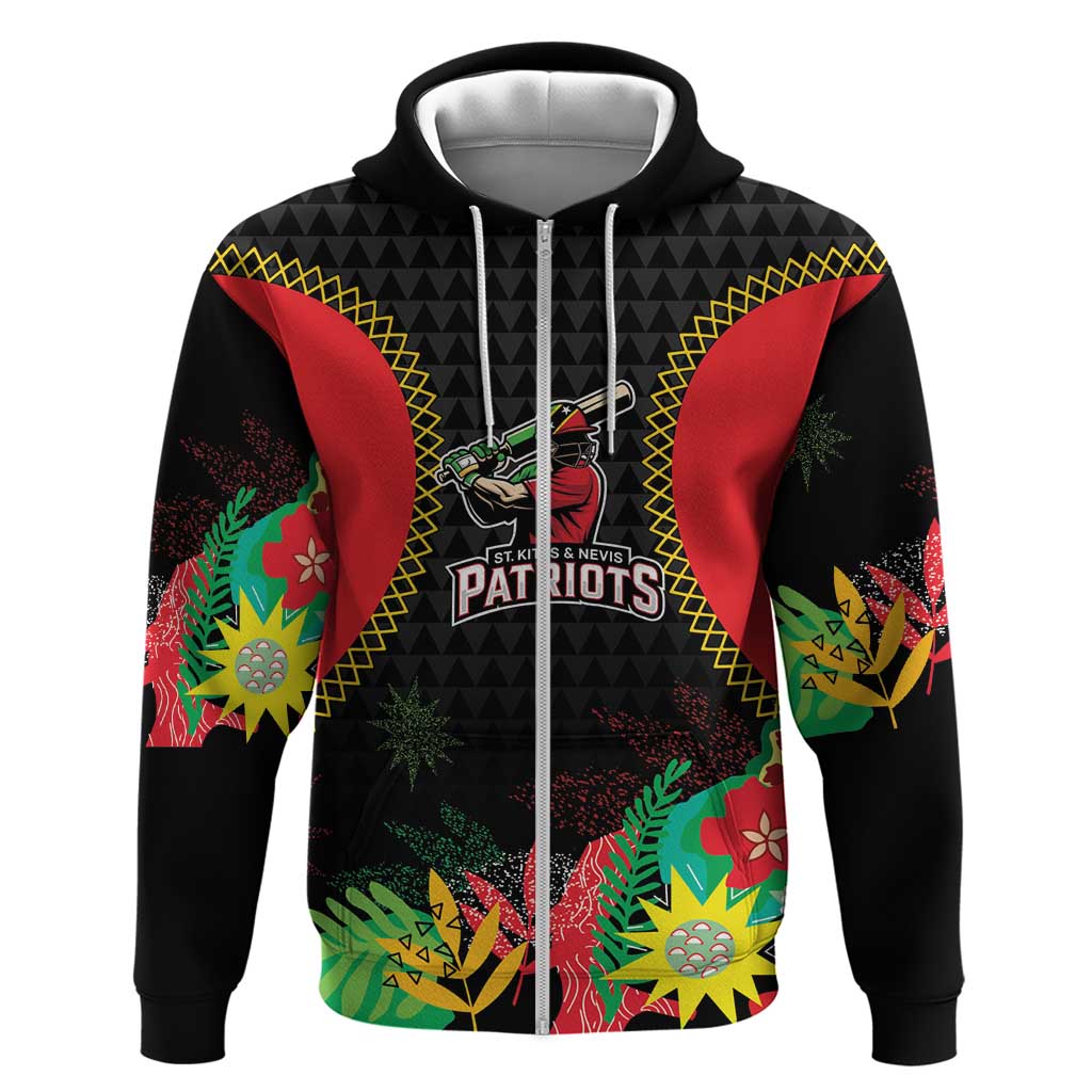 Custom Caribbean Cricket St Kitts and Nevis Hoodie Two Islands One Fire Patriots Crown 2025 - Black - Wonder Print Shop