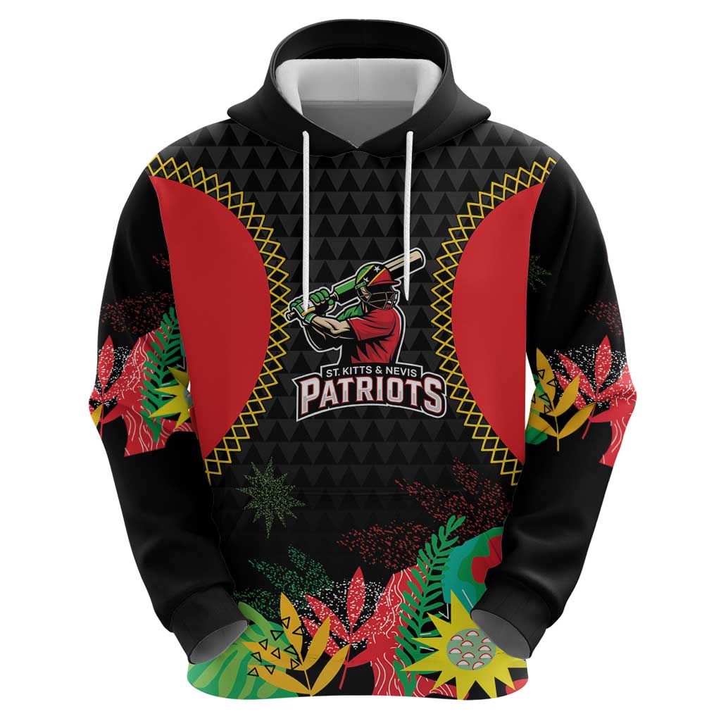 Custom Caribbean Cricket St Kitts and Nevis Hoodie Two Islands One Fire Patriots Crown 2025 - Black - Wonder Print Shop