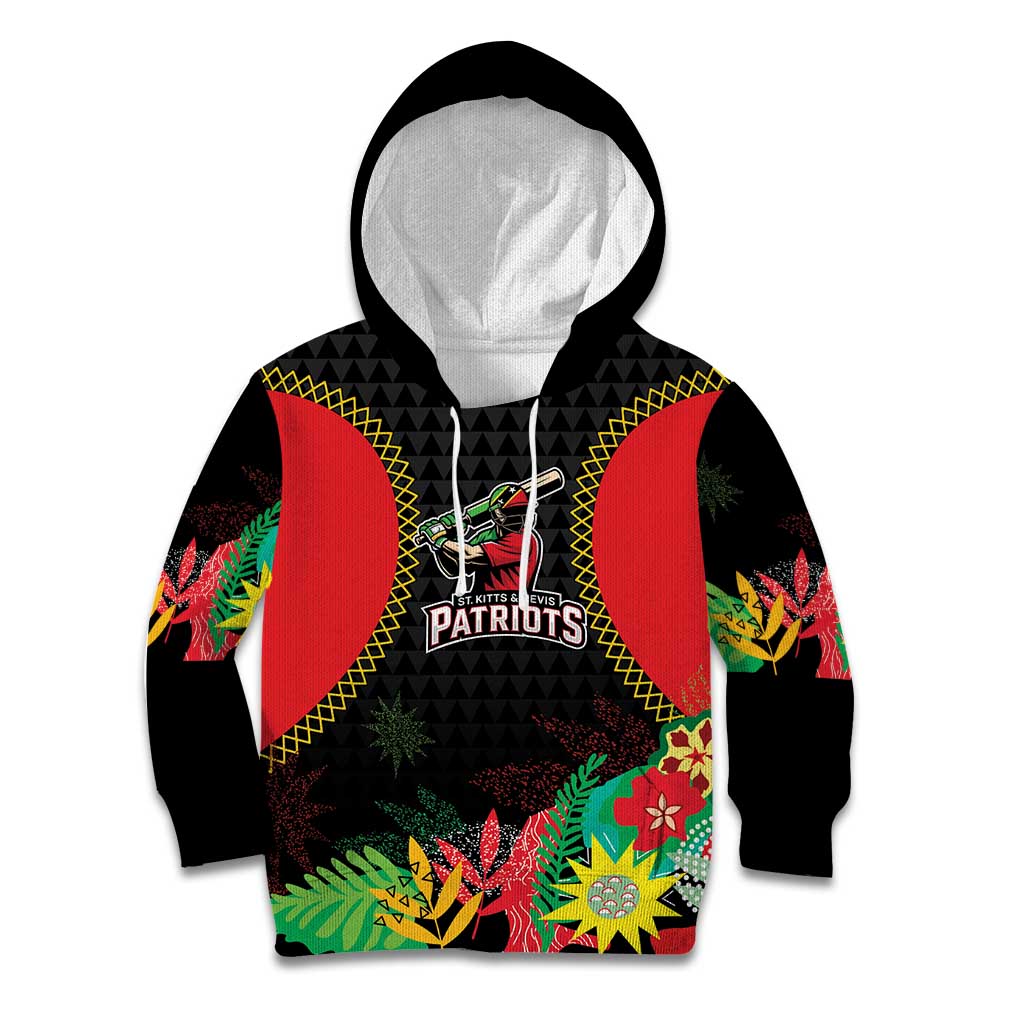 Custom Caribbean Cricket St Kitts and Nevis Kid Hoodie Two Islands One Fire Patriots Crown 2025 - Black - Wonder Print Shop