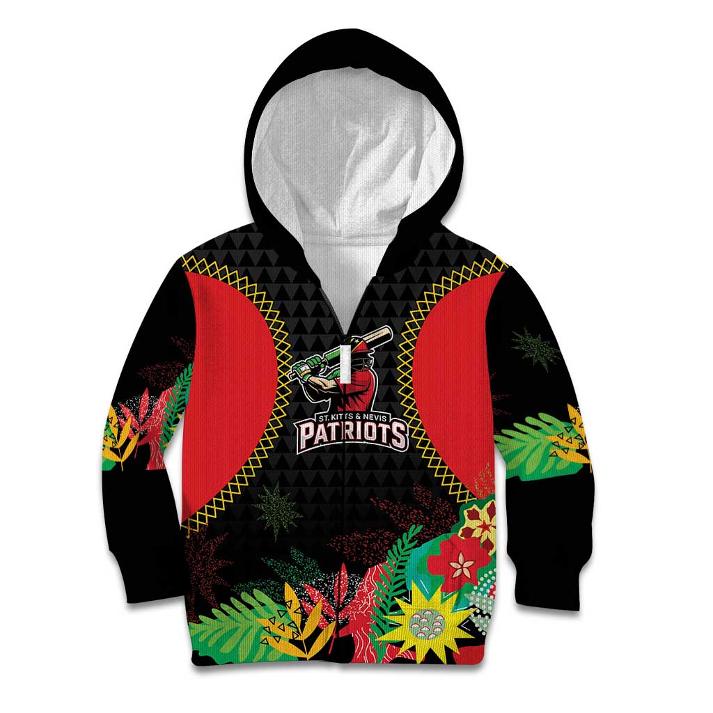 Custom Caribbean Cricket St Kitts and Nevis Kid Hoodie Two Islands One Fire Patriots Crown 2025 - Black - Wonder Print Shop