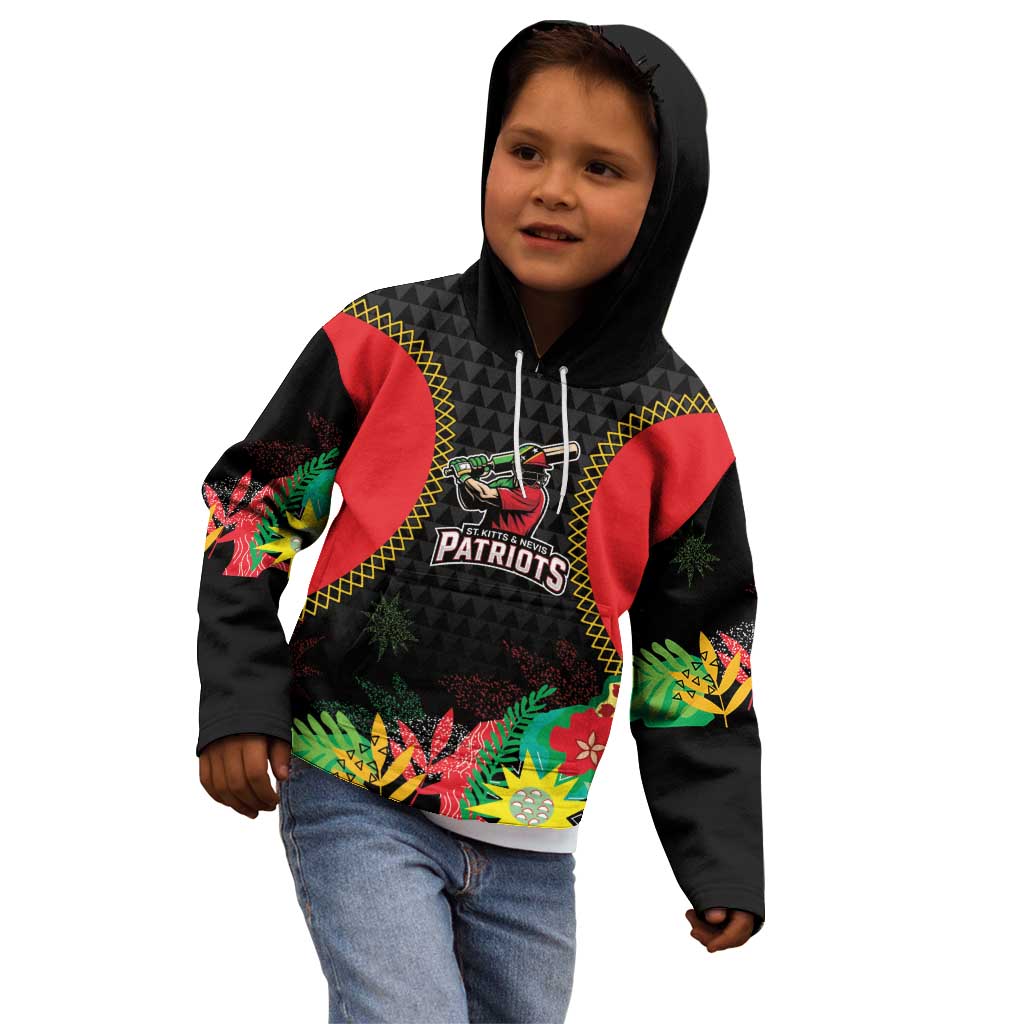 Custom Caribbean Cricket St Kitts and Nevis Kid Hoodie Two Islands One Fire Patriots Crown 2025 - Black - Wonder Print Shop