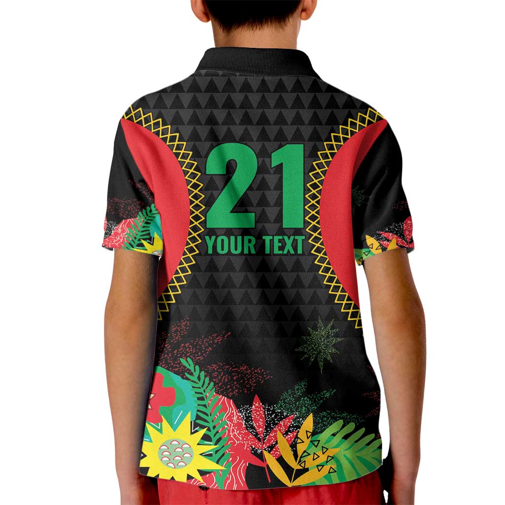 Custom Caribbean Cricket St Kitts and Nevis Kid Polo Shirt Two Islands One Fire Patriots Crown 2025 - Black - Wonder Print Shop