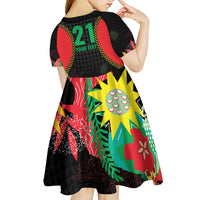 Custom Caribbean Cricket St Kitts and Nevis Kid Short Sleeve Dress Two Islands One Fire Patriots Crown 2025 - Black - Wonder Print Shop