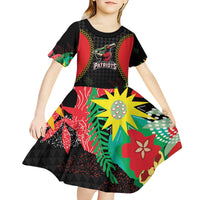 Custom Caribbean Cricket St Kitts and Nevis Kid Short Sleeve Dress Two Islands One Fire Patriots Crown 2025 - Black - Wonder Print Shop