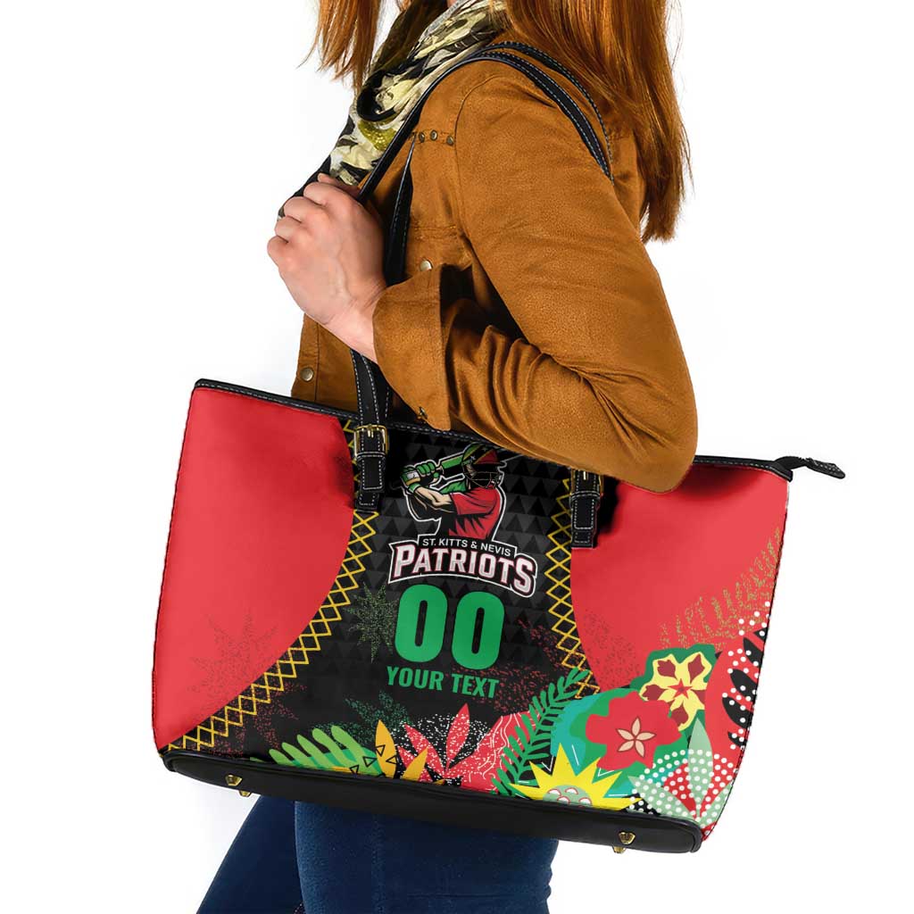 Custom Caribbean Cricket St Kitts and Nevis Leather Tote Bag Two Islands One Fire Patriots Crown 2025 - Black - Wonder Print Shop