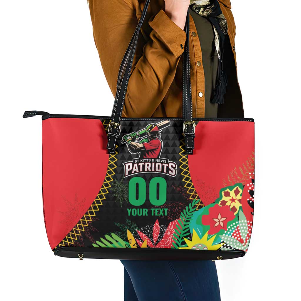 Custom Caribbean Cricket St Kitts and Nevis Leather Tote Bag Two Islands One Fire Patriots Crown 2025 - Black - Wonder Print Shop