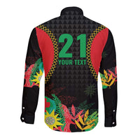 Custom Caribbean Cricket St Kitts and Nevis Long Sleeve Button Shirt Two Islands One Fire Patriots Crown 2025 - Black - Wonder Print Shop