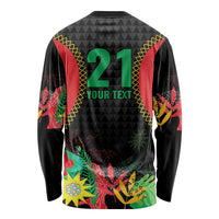 Custom Caribbean Cricket St Kitts and Nevis Long Sleeve Shirt Two Islands One Fire Patriots Crown 2025 - Black - Wonder Print Shop