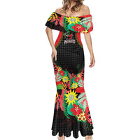 Custom Caribbean Cricket St Kitts and Nevis Mermaid Dress Two Islands One Fire Patriots Crown 2025 - Black - Wonder Print Shop