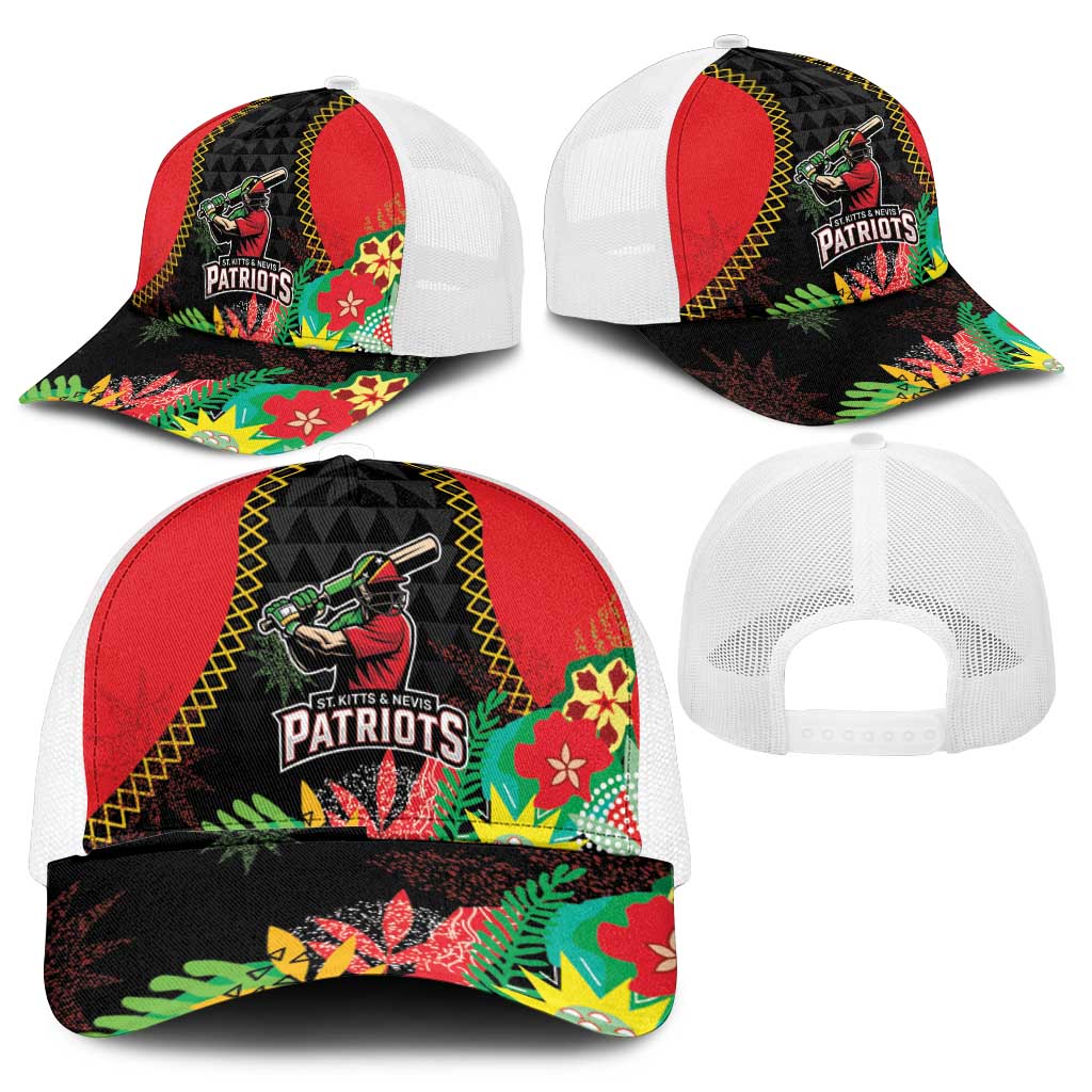 Caribbean Cricket St Kitts and Nevis Mesh Trucker Cap Two Islands One Fire Patriots Crown 2025 - Black - Wonder Print Shop