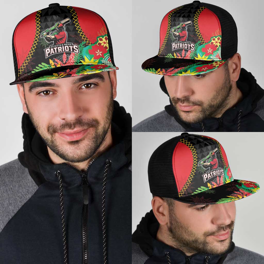 Caribbean Cricket St Kitts and Nevis Mesh Trucker Cap Two Islands One Fire Patriots Crown 2025 - Black - Wonder Print Shop