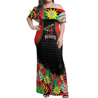 Custom Caribbean Cricket St Kitts and Nevis Off Shoulder Maxi Dress Two Islands One Fire Patriots Crown 2025 - Black - Wonder Print Shop