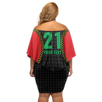 Custom Caribbean Cricket St Kitts and Nevis Off Shoulder Short Dress Two Islands One Fire Patriots Crown 2025 - Black - Wonder Print Shop