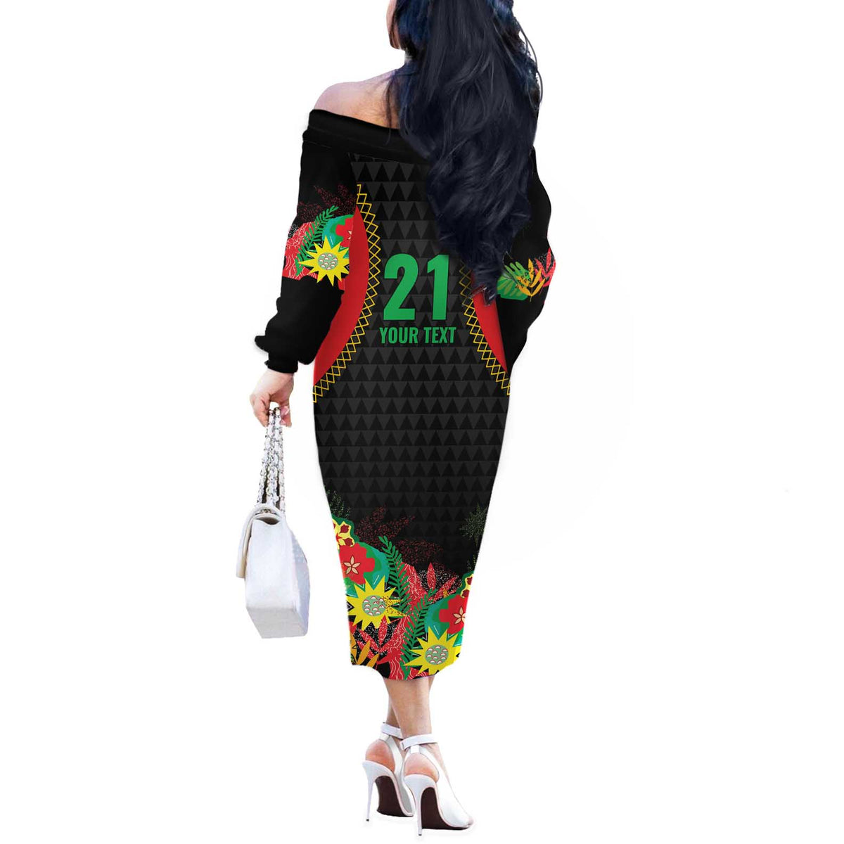 Custom Caribbean Cricket St Kitts and Nevis Off The Shoulder Long Sleeve Dress Two Islands One Fire Patriots Crown 2025 - Black - Wonder Print Shop