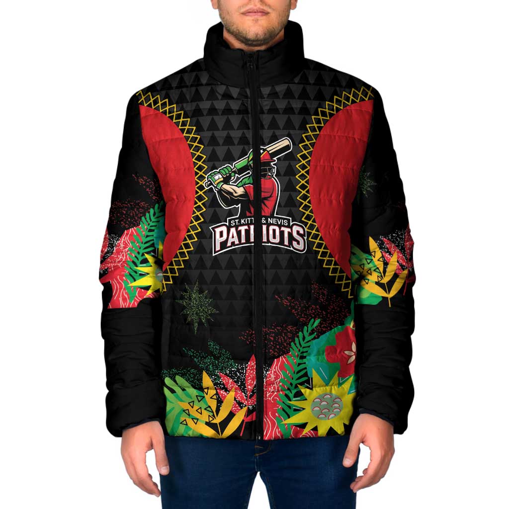 Custom Caribbean Cricket St Kitts and Nevis Padded Jacket Two Islands One Fire Patriots Crown 2025 - Black - Wonder Print Shop