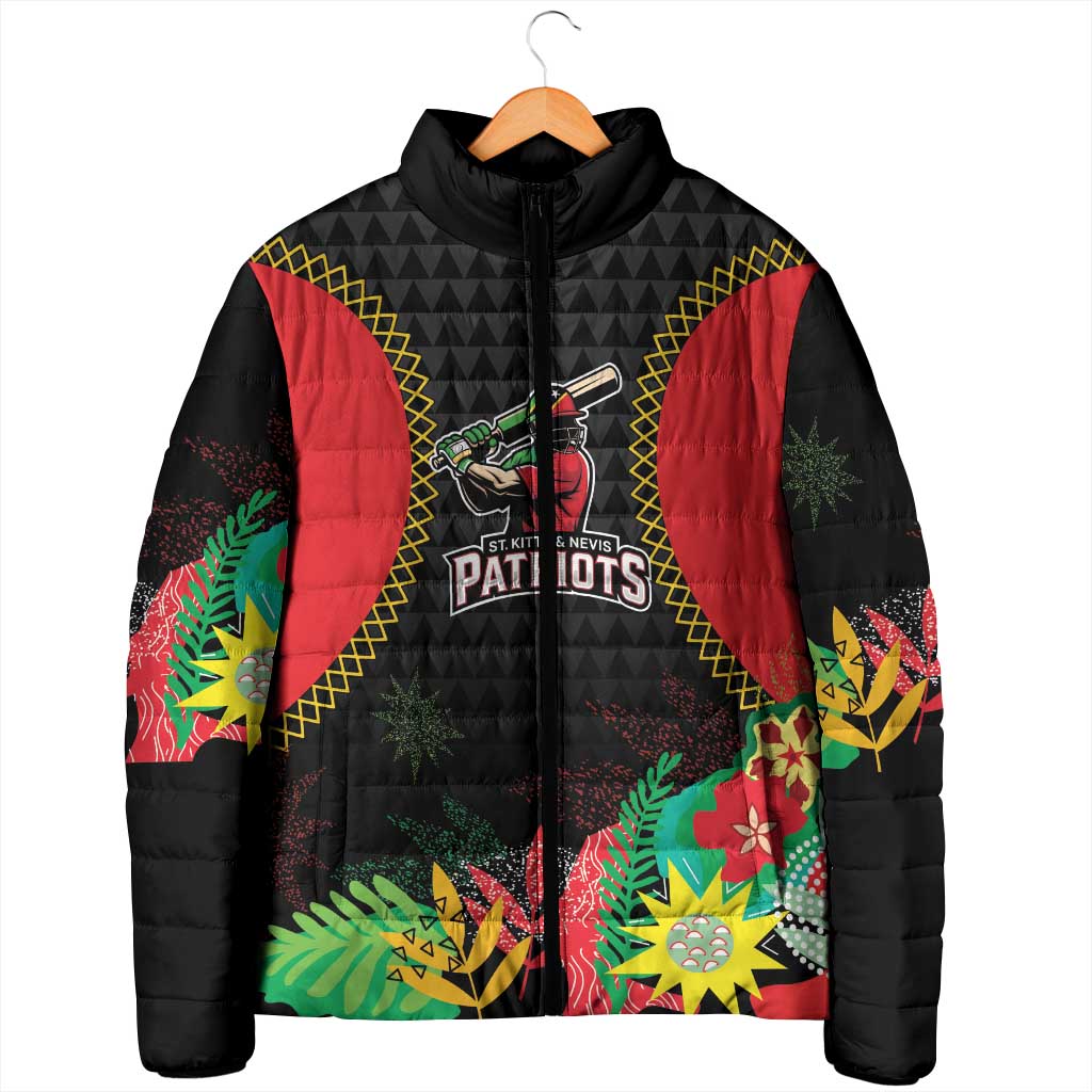 Custom Caribbean Cricket St Kitts and Nevis Padded Jacket Two Islands One Fire Patriots Crown 2025 - Black - Wonder Print Shop