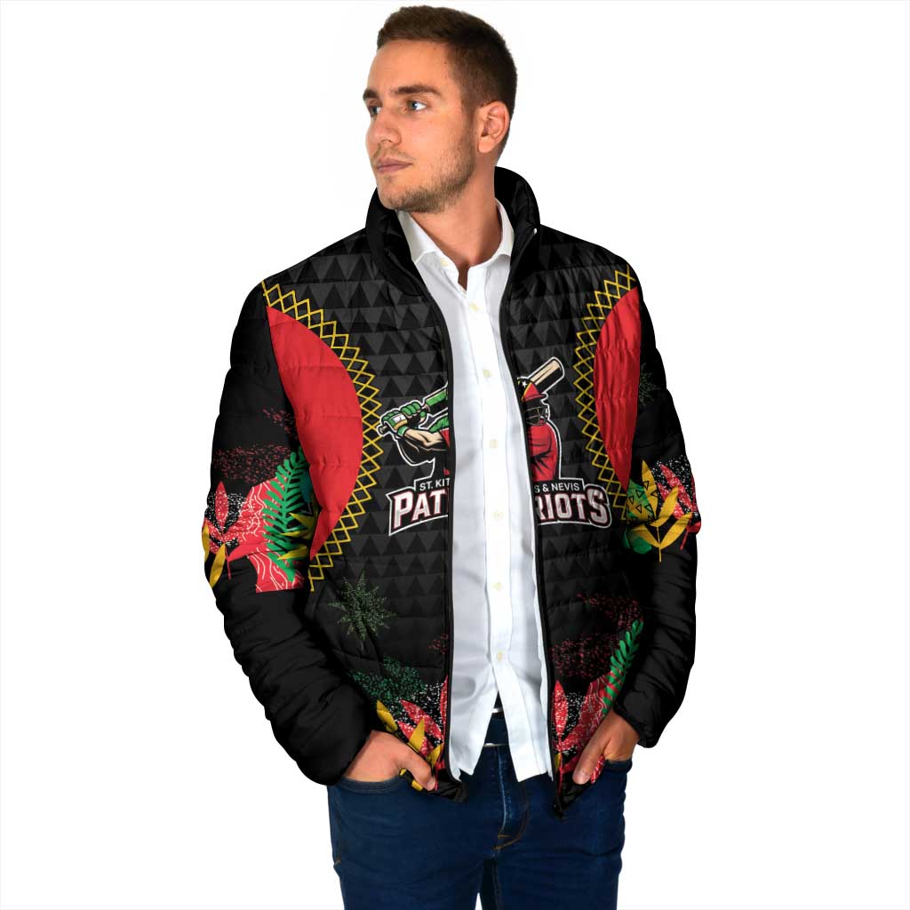 Custom Caribbean Cricket St Kitts and Nevis Padded Jacket Two Islands One Fire Patriots Crown 2025 - Black - Wonder Print Shop