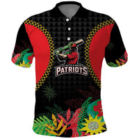 Custom Caribbean Cricket St Kitts and Nevis Polo Shirt Two Islands One Fire Patriots Crown 2025 - Black - Wonder Print Shop