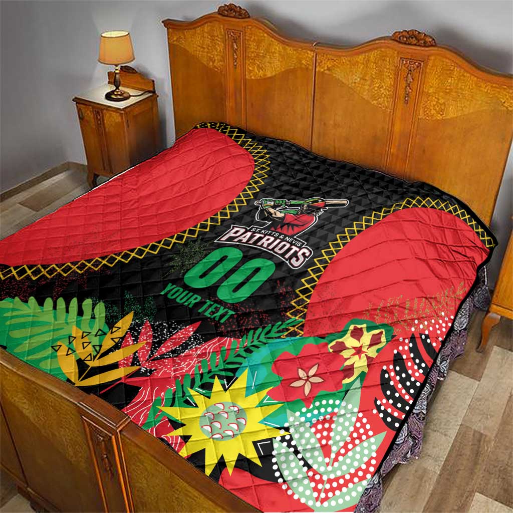 Custom Caribbean Cricket St Kitts and Nevis Quilt Two Islands One Fire Patriots Crown 2025 - Black - Wonder Print Shop