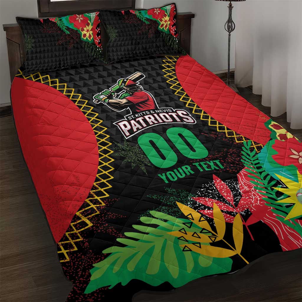 Custom Caribbean Cricket St Kitts and Nevis Quilt Bed Set Two Islands One Fire Patriots Crown 2025 - Black - Wonder Print Shop