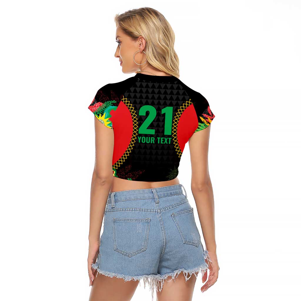 Custom Caribbean Cricket St Kitts and Nevis Raglan Cropped T Shirt Two Islands One Fire Patriots Crown 2025 - Black - Wonder Print Shop