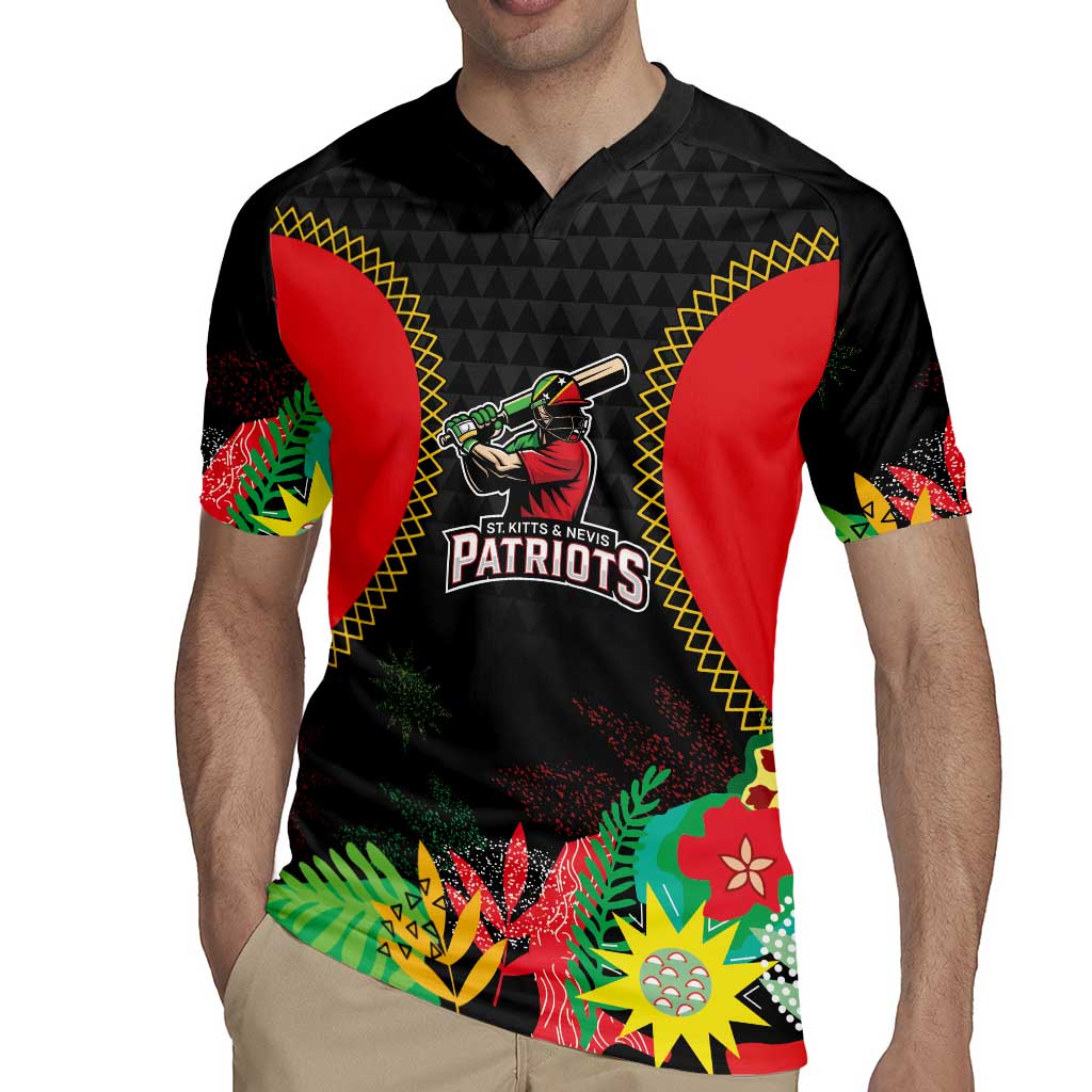 Custom Caribbean Cricket St Kitts and Nevis Rugby Jersey Two Islands One Fire Patriots Crown 2025 - Black - Wonder Print Shop