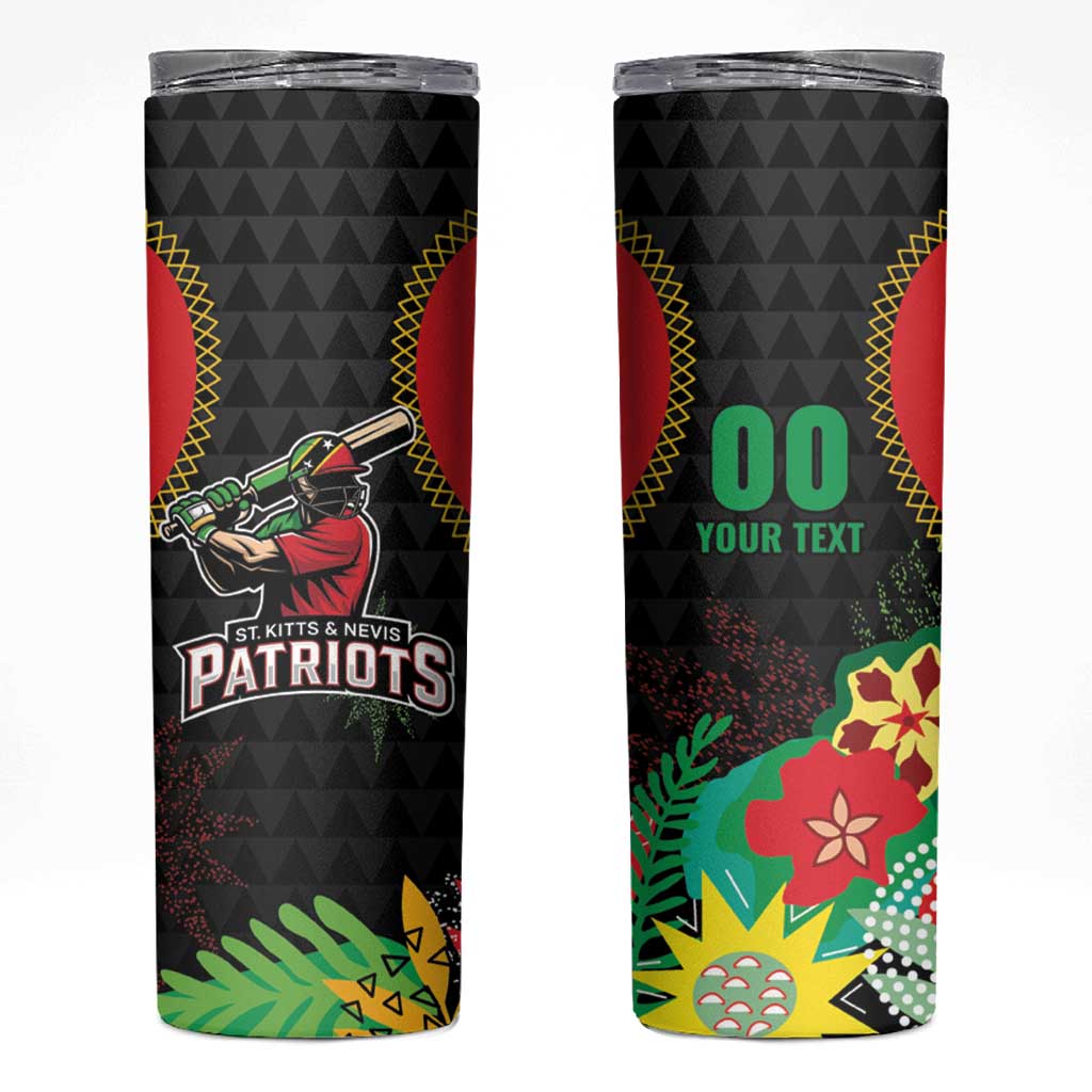 Custom Caribbean Cricket St Kitts and Nevis Skinny Tumbler Two Islands One Fire Patriots Crown 2025 - Black - Wonder Print Shop