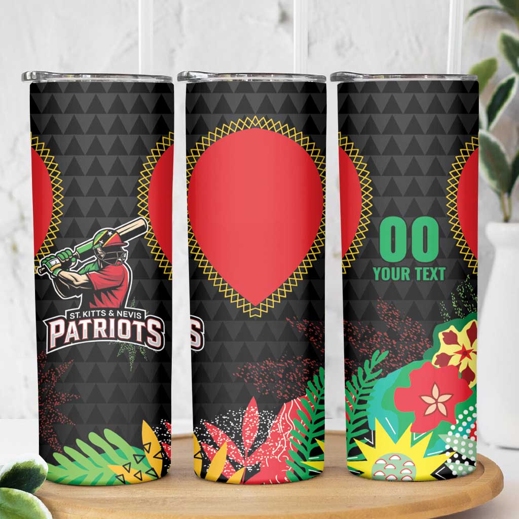 Custom Caribbean Cricket St Kitts and Nevis Skinny Tumbler Two Islands One Fire Patriots Crown 2025 - Black - Wonder Print Shop
